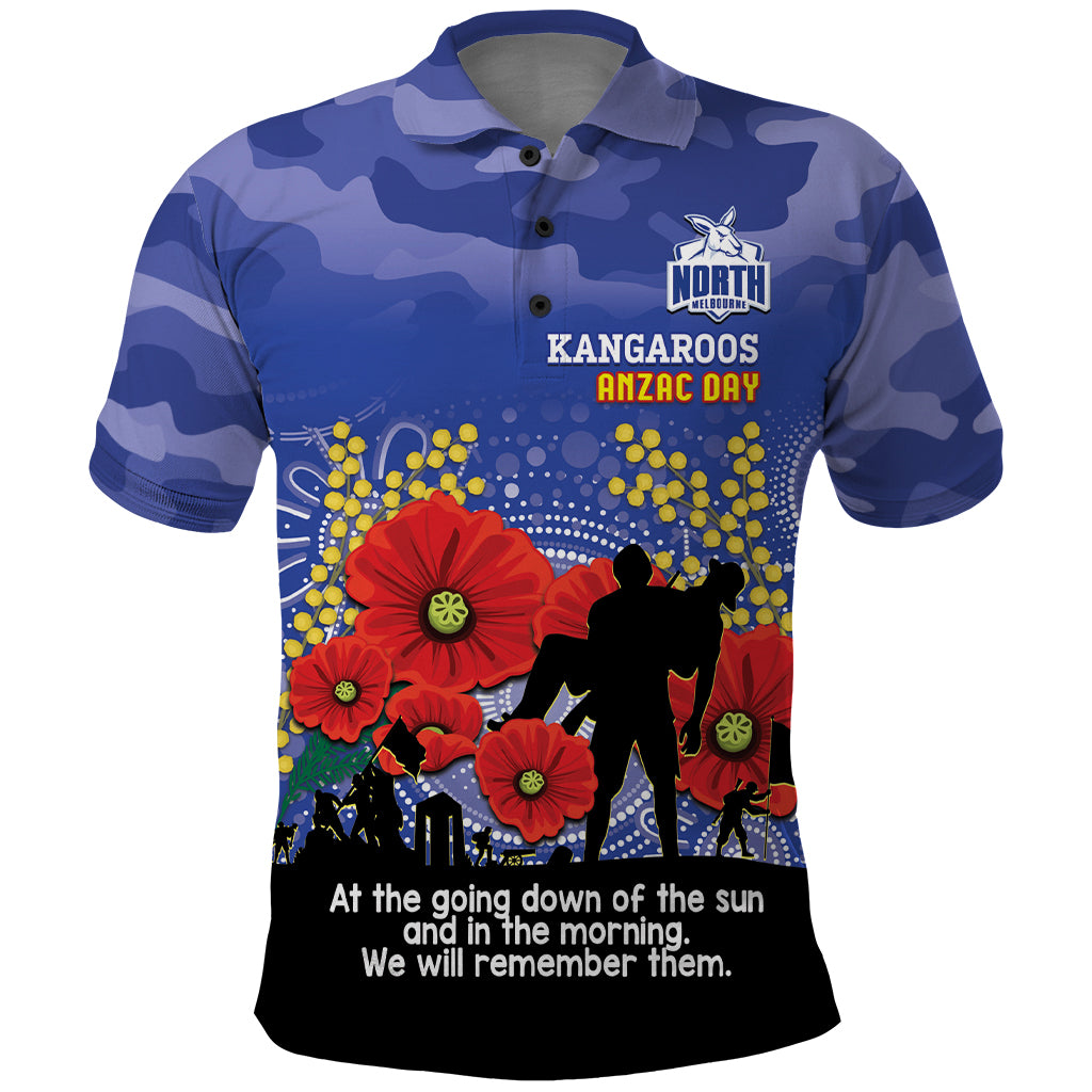 Custom Kangaroos Football ANZAC Polo Shirt Gallipoli Camouflage With Poppies