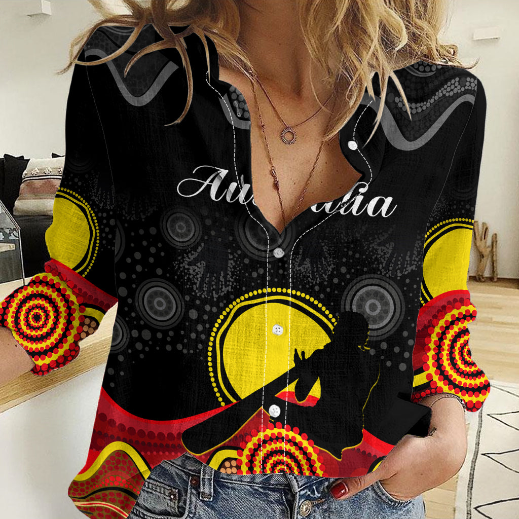 (Custom Personalised) Australian Indigenous Women Casual Shirt Didgeridoo Man Circle Aboriginal Art LT14