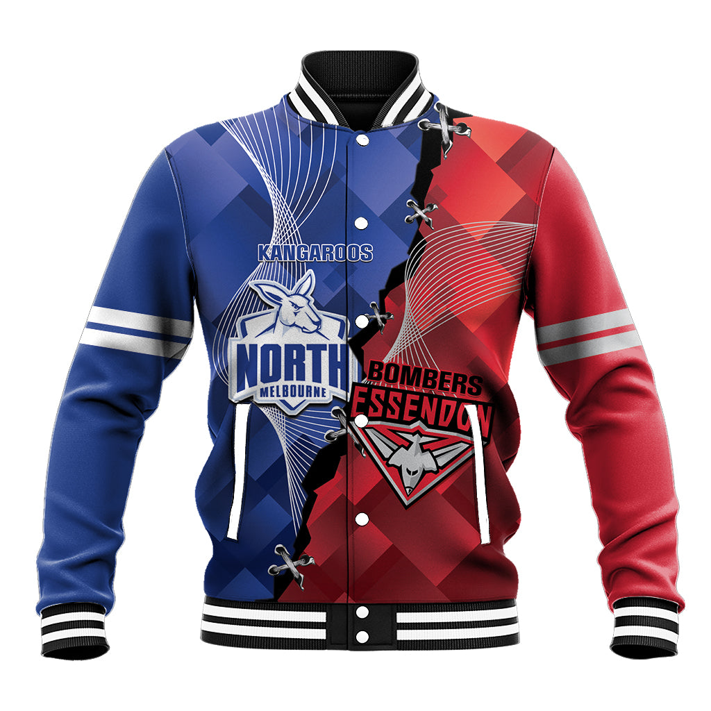 Personalised Kangaroos And Bombers Football Baseball Jacket Sporty Version