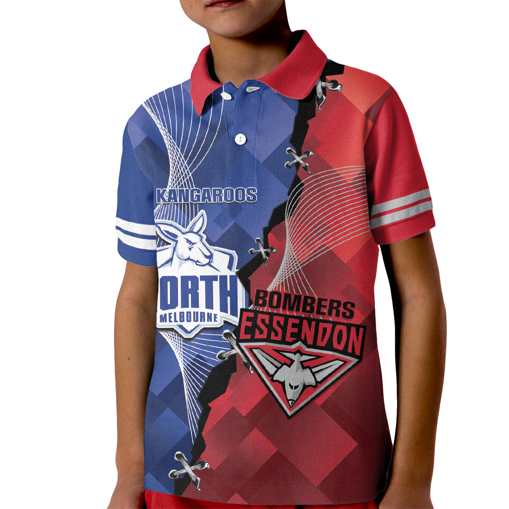 Personalised Kangaroos And Bombers Football Kid Polo Shirt Sporty Version