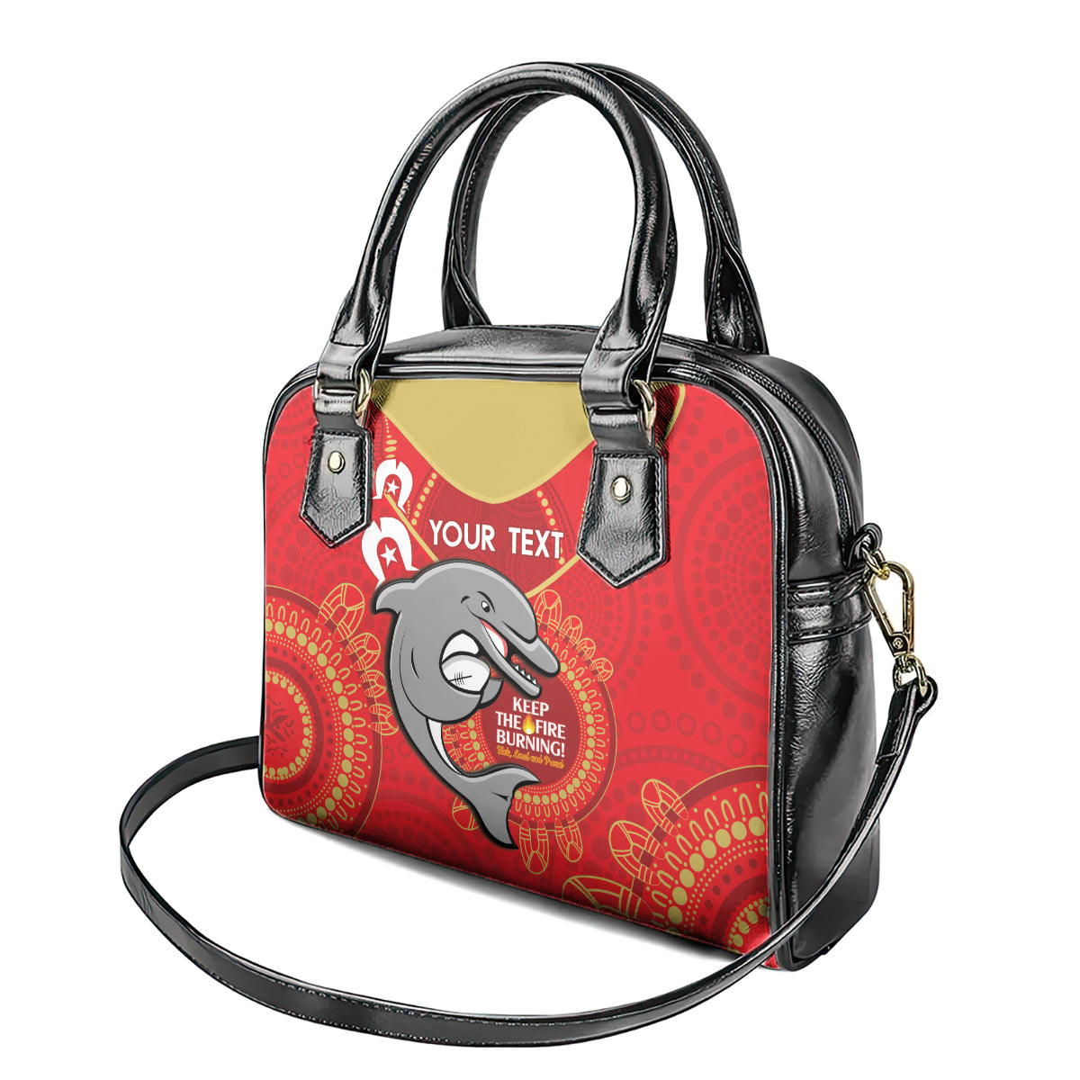 Custom NRL Dolphins NAIDOC Week Shoulder Handbag Keep The Fire Burning Indigenous Art