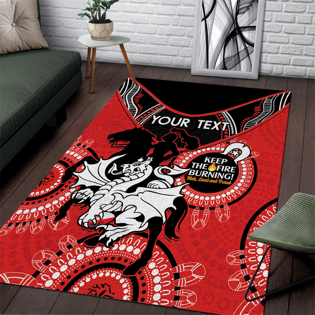 Custom NRL Dragons NAIDOC Week Area Rug Keep The Fire Burning Indigenous Art