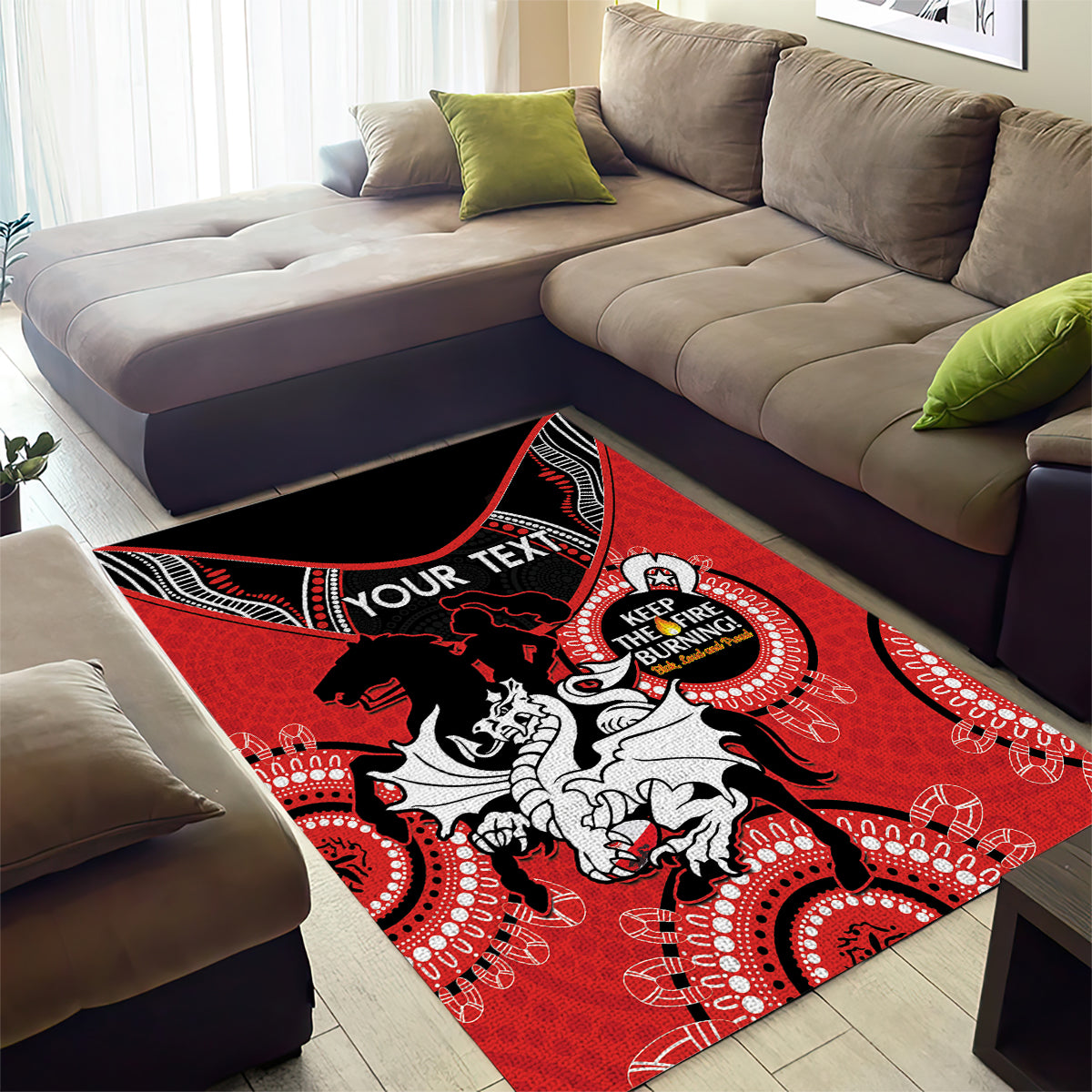 Custom NRL Dragons NAIDOC Week Area Rug Keep The Fire Burning Indigenous Art