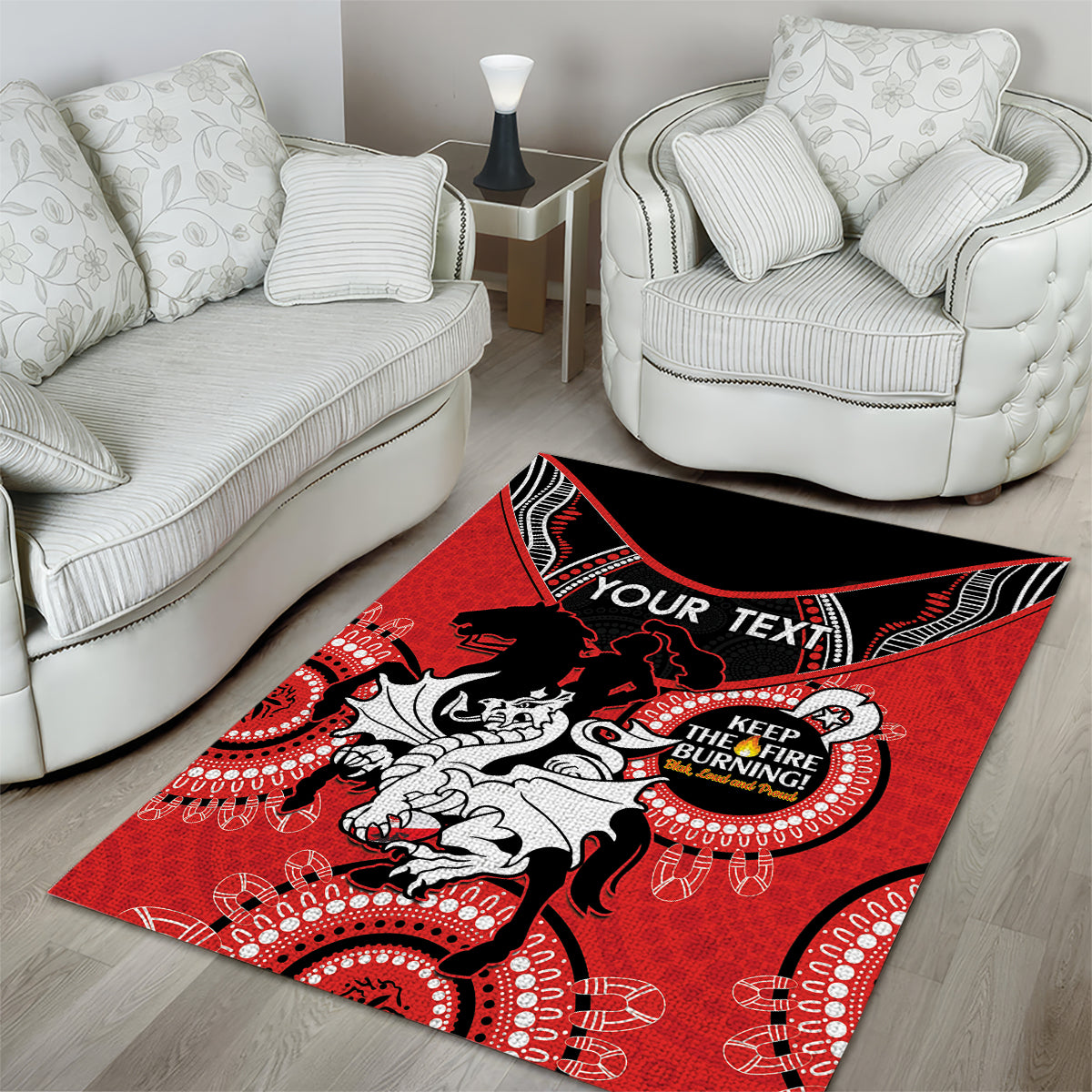 Custom NRL Dragons NAIDOC Week Area Rug Keep The Fire Burning Indigenous Art