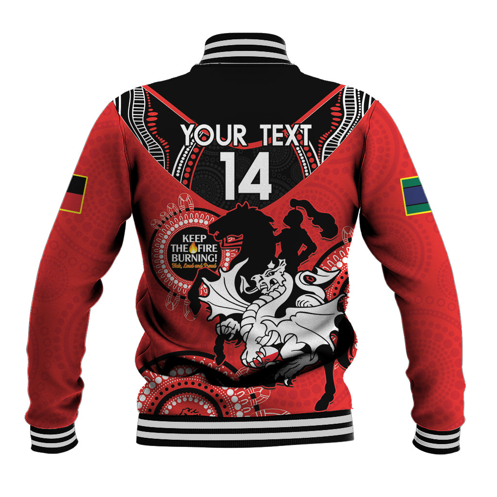 Custom NRL Dragons NAIDOC Week Baseball Jacket Keep The Fire Burning Indigenous Art