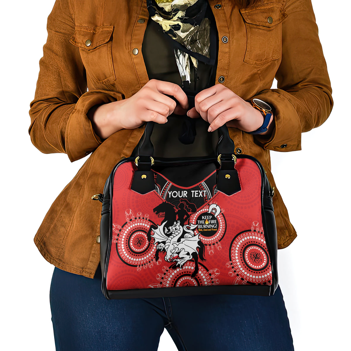 Custom NRL Dragons NAIDOC Week Shoulder Handbag Keep The Fire Burning Indigenous Art