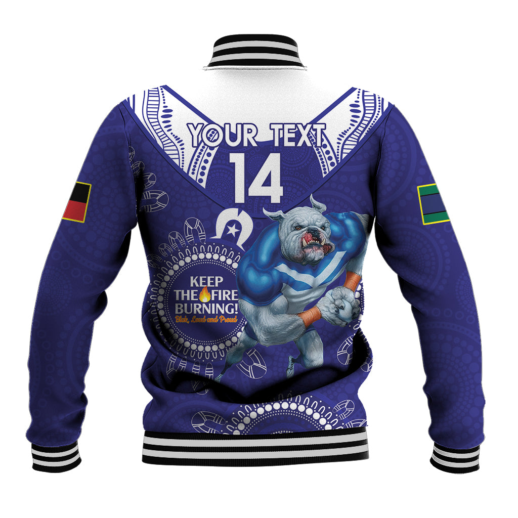 Custom NRL Bulldogs NAIDOC Week Baseball Jacket Keep The Fire Burning Indigenous Art