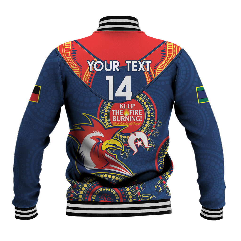 Custom NRL Roosters NAIDOC Week Baseball Jacket Keep The Fire Burning Indigenous Art