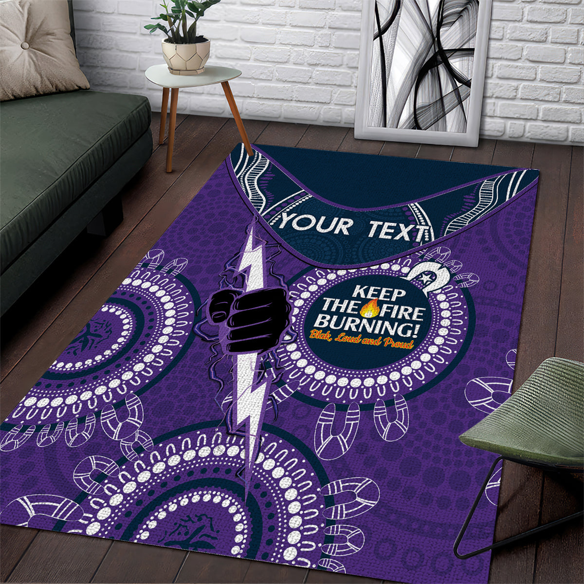 Custom NRL Storm NAIDOC Week Area Rug Keep The Fire Burning Indigenous Art