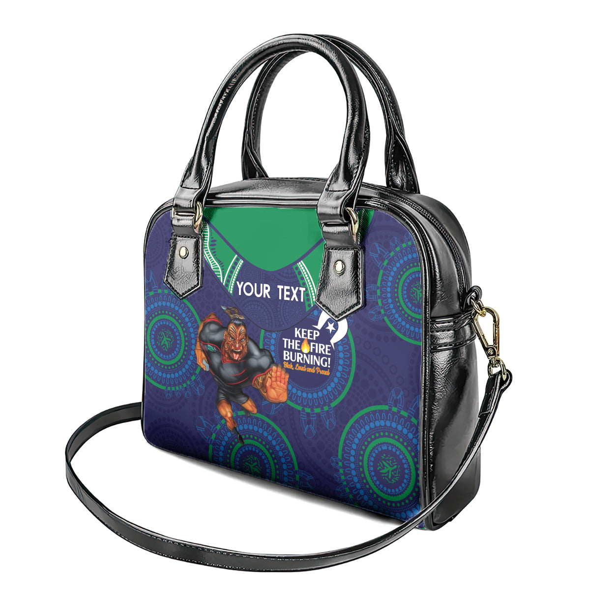 Custom NRL Warriors NAIDOC Week Shoulder Handbag Keep The Fire Burning Indigenous Art