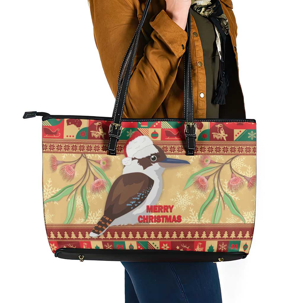 Australia Christmas Leather Tote Bag Kookaburra Santa With Gumtree