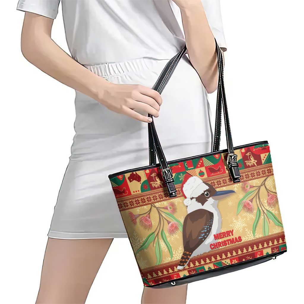 Australia Christmas Leather Tote Bag Kookaburra Santa With Gumtree