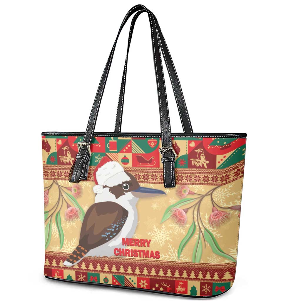 Australia Christmas Leather Tote Bag Kookaburra Santa With Gumtree