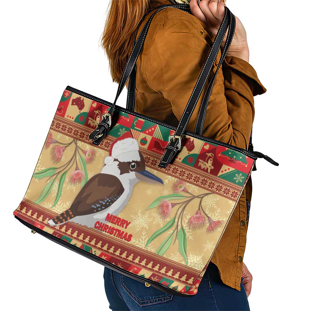 Australia Christmas Leather Tote Bag Kookaburra Santa With Gumtree