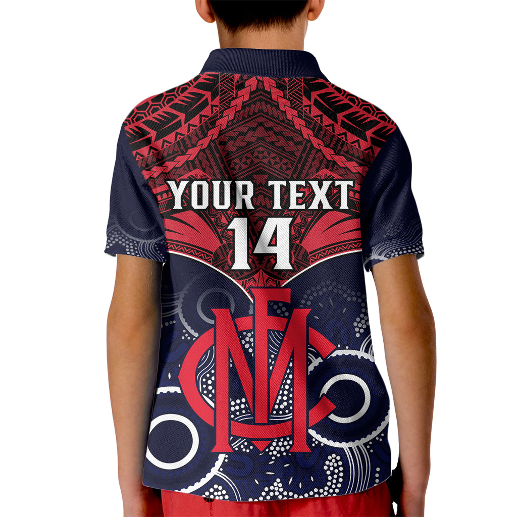 Personalised Melbourne Football Kid Polo Shirt Go Demons Aboriginal Mix Polynesian Pattern LT14