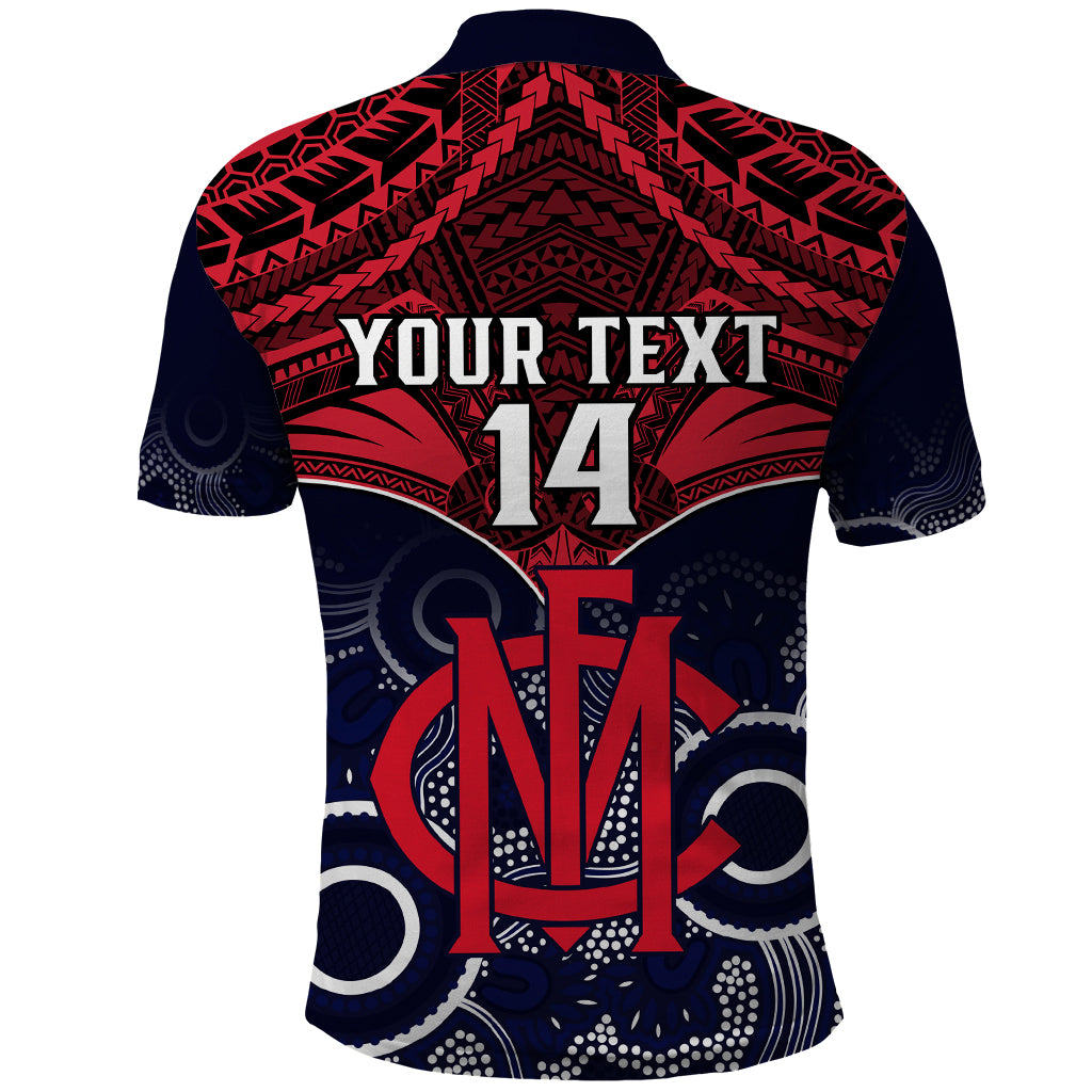 Personalised Melbourne Football Polo Shirt Go Demons Aboriginal Mix Polynesian Pattern LT14