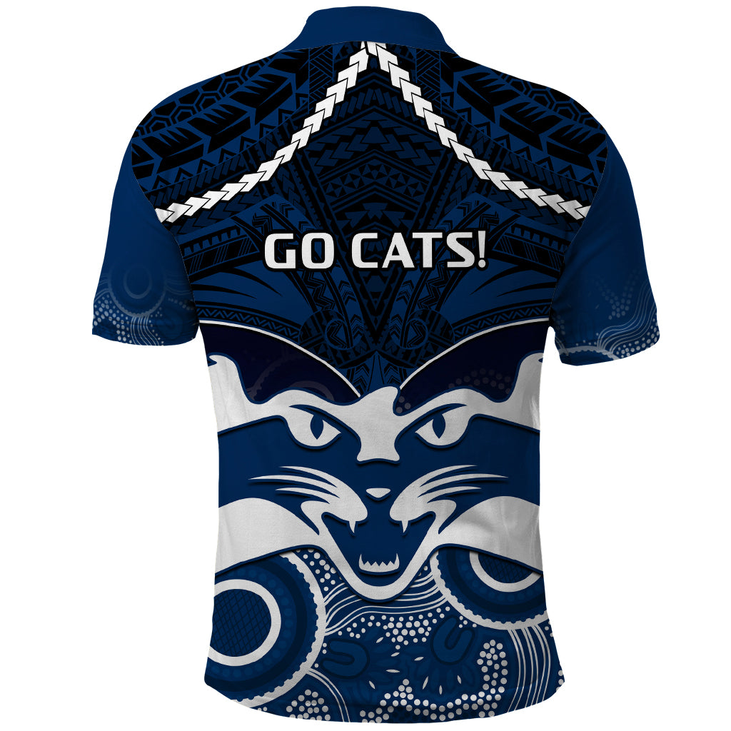 Geelong Football Polo Shirt Go Cats Aboriginal Mix Polynesian Pattern LT14