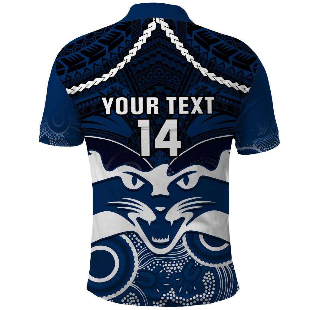 Personalised Geelong Football Polo Shirt Go Cats Aboriginal Mix Polynesian Pattern LT14