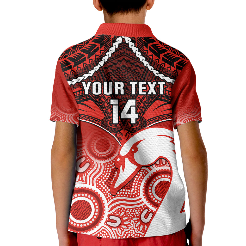 Personalised Sydney Swans Football Kid Polo Shirt Go Swannies Aboriginal Mix Polynesian Pattern LT14