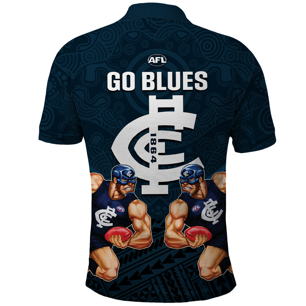 calrton-football-polo-shirt-blues-go-champions-2023-polynesian-indigenous-art