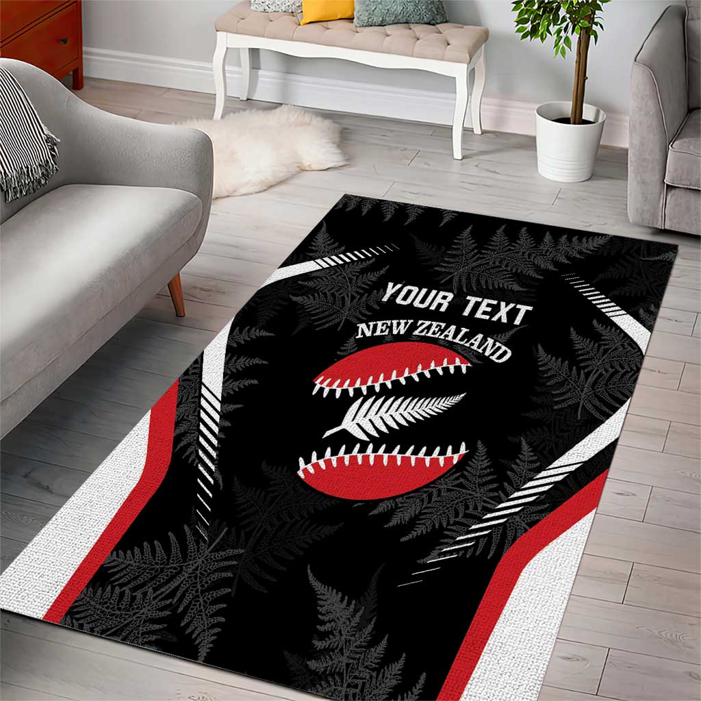 Custom New Zealand Silver Fern Softball Area Rug Go Aotearoa