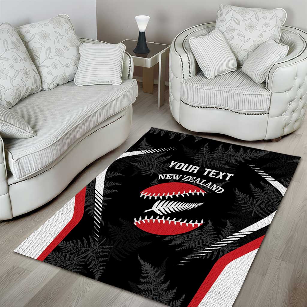 Custom New Zealand Silver Fern Softball Area Rug Go Aotearoa