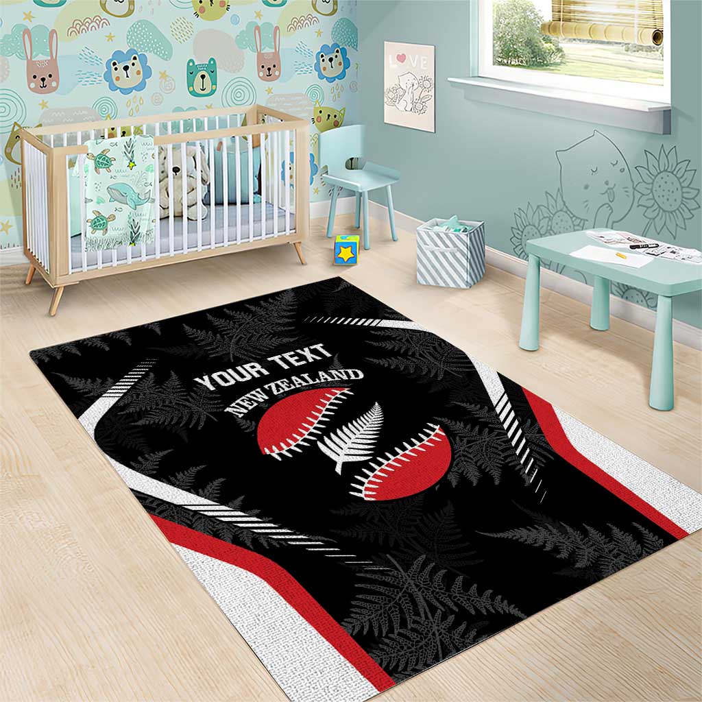 Custom New Zealand Silver Fern Softball Area Rug Go Aotearoa