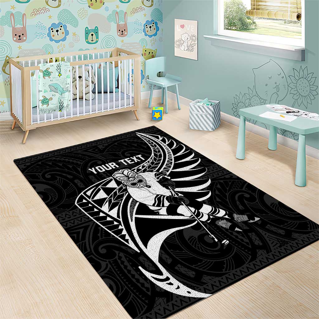 Custom Aotearoa Ice Hockey Area Rug NZ Tiki Mascot - Maori Pattern