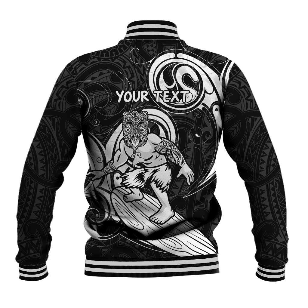 Personalised New Zealand Surfing Baseball Jacket Aotearoa Maori Tiki Haka