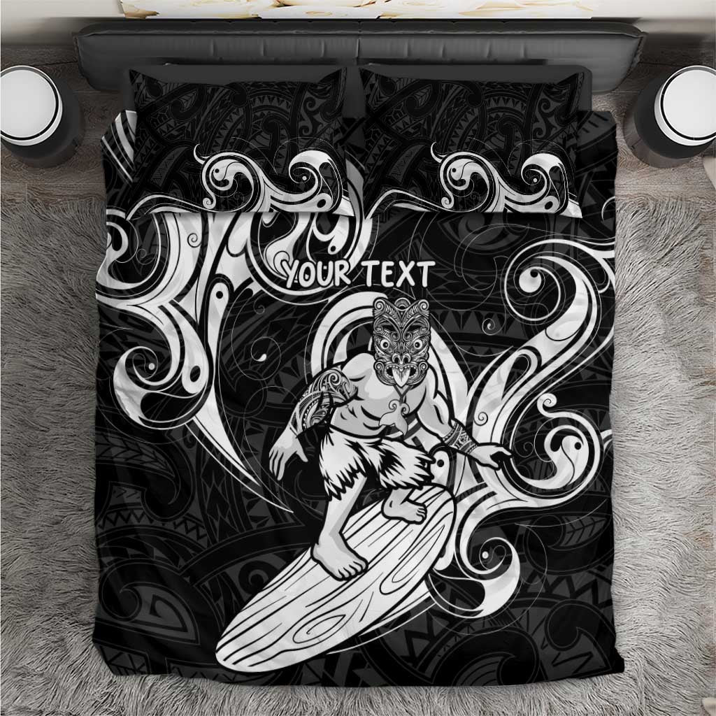 Personalised New Zealand Surfing Bedding Set Aotearoa Maori Tiki Haka