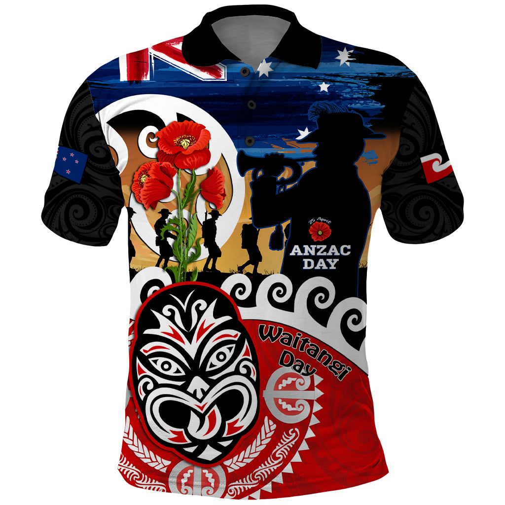 New Zealand Waitangi And ANZAC Day Polo Shirt Aotearoa Maori Tiki With Last Post