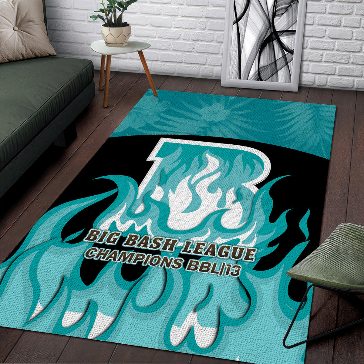 Personalised BBL Brisbane Heat Area Rug 2nd Champions 2024 New History