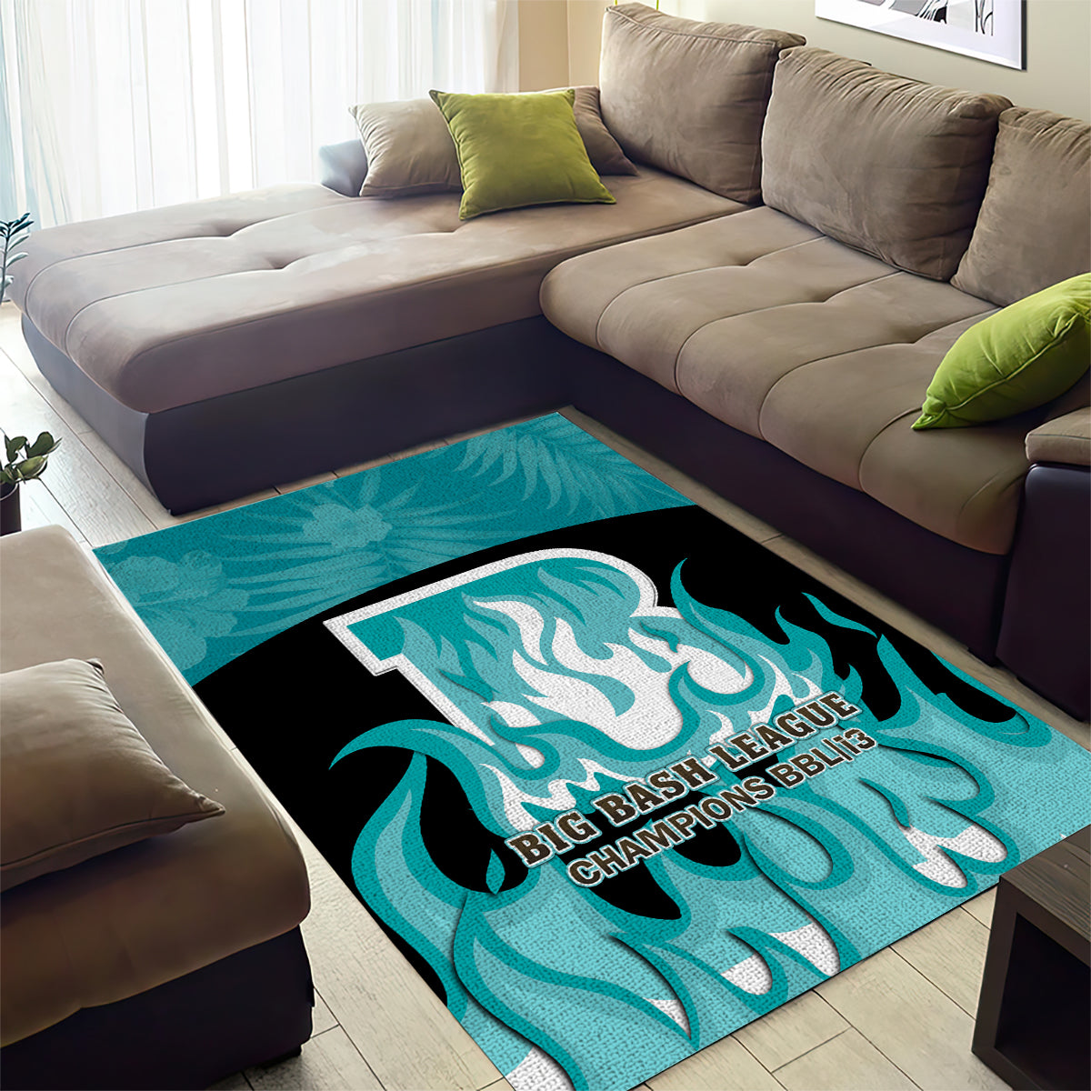 Personalised BBL Brisbane Heat Area Rug 2nd Champions 2024 New History