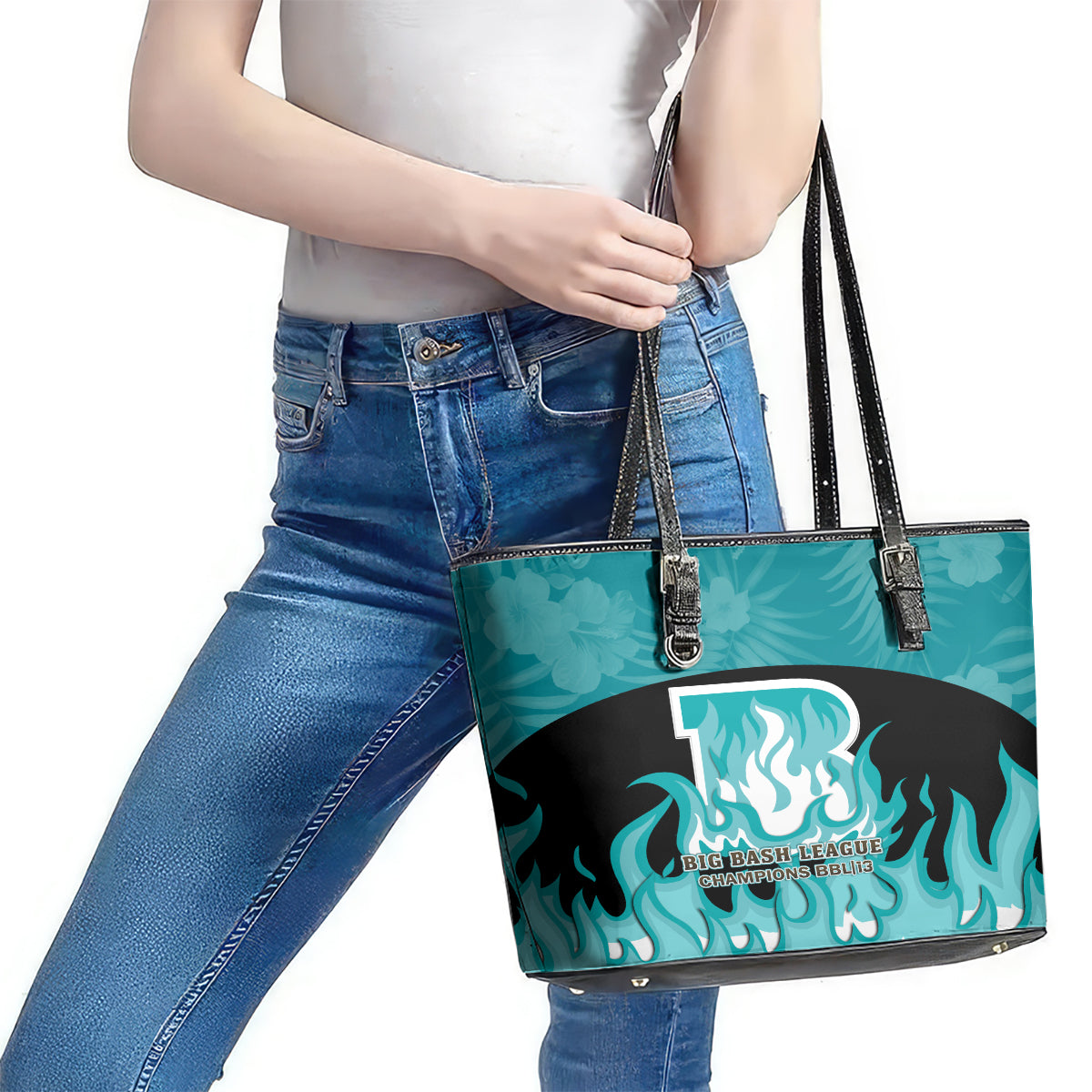 Personalised BBL Brisbane Heat Leather Tote Bag 2nd Champions 2024 New History