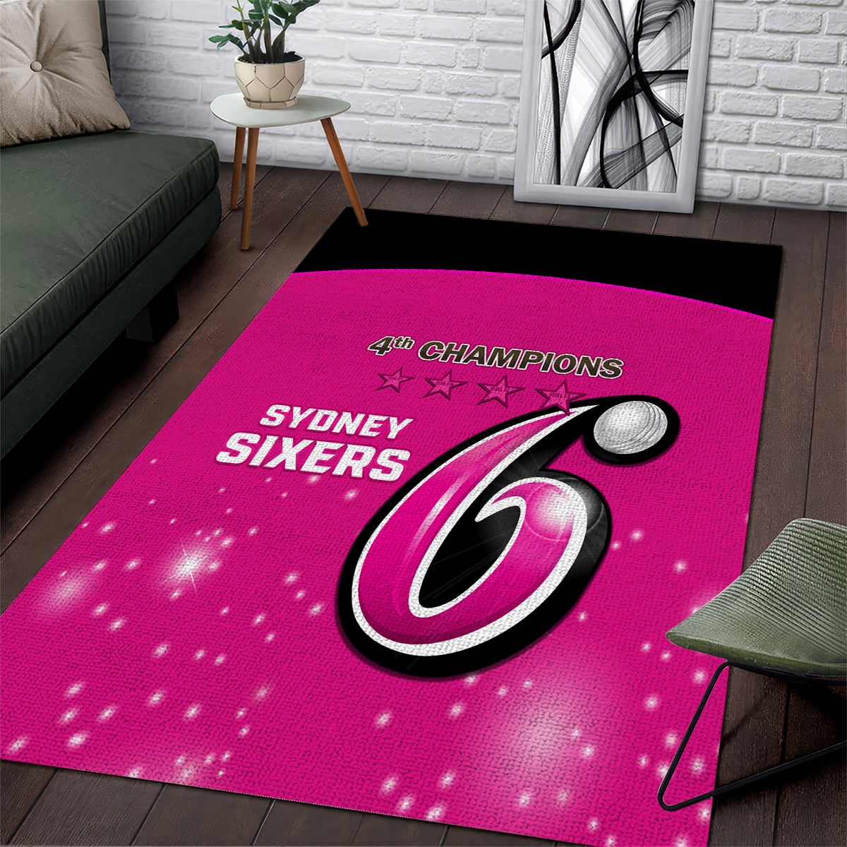 Personalised BBL Sydney Sixers Area Rug 4th Champions 2024 New History