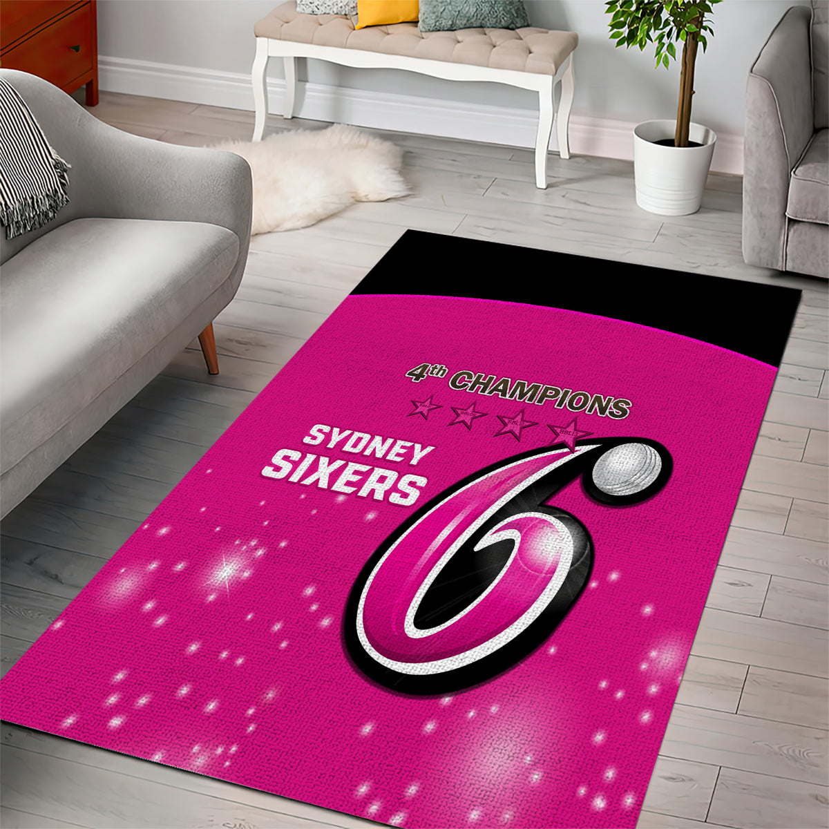 Personalised BBL Sydney Sixers Area Rug 4th Champions 2024 New History