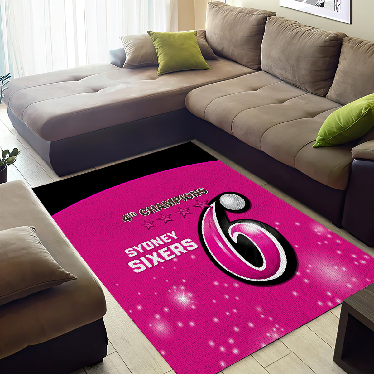 Personalised BBL Sydney Sixers Area Rug 4th Champions 2024 New History