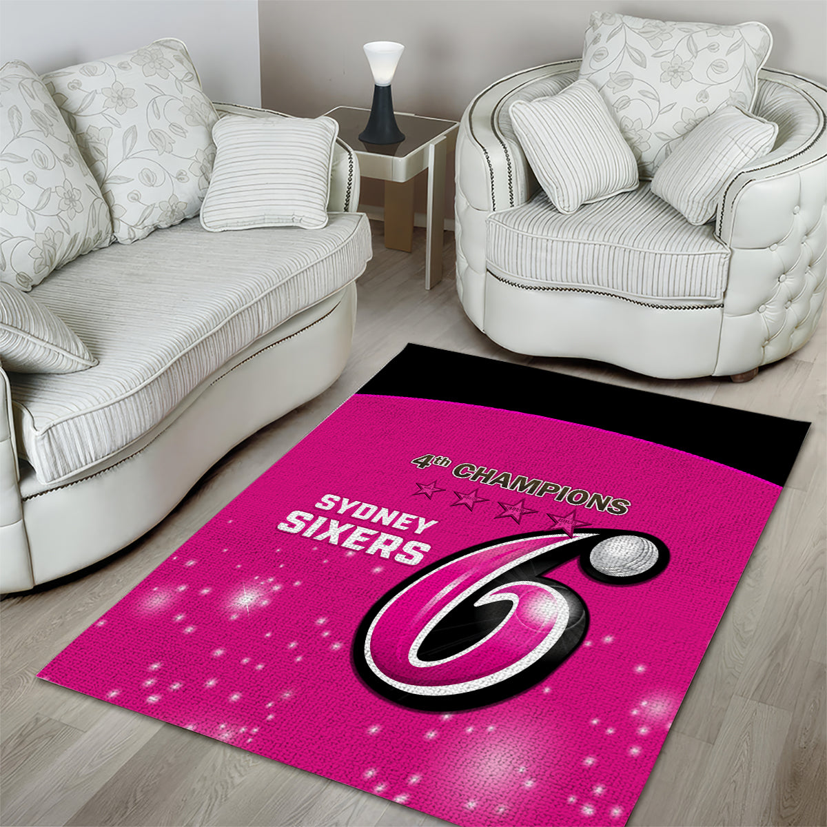 Personalised BBL Sydney Sixers Area Rug 4th Champions 2024 New History