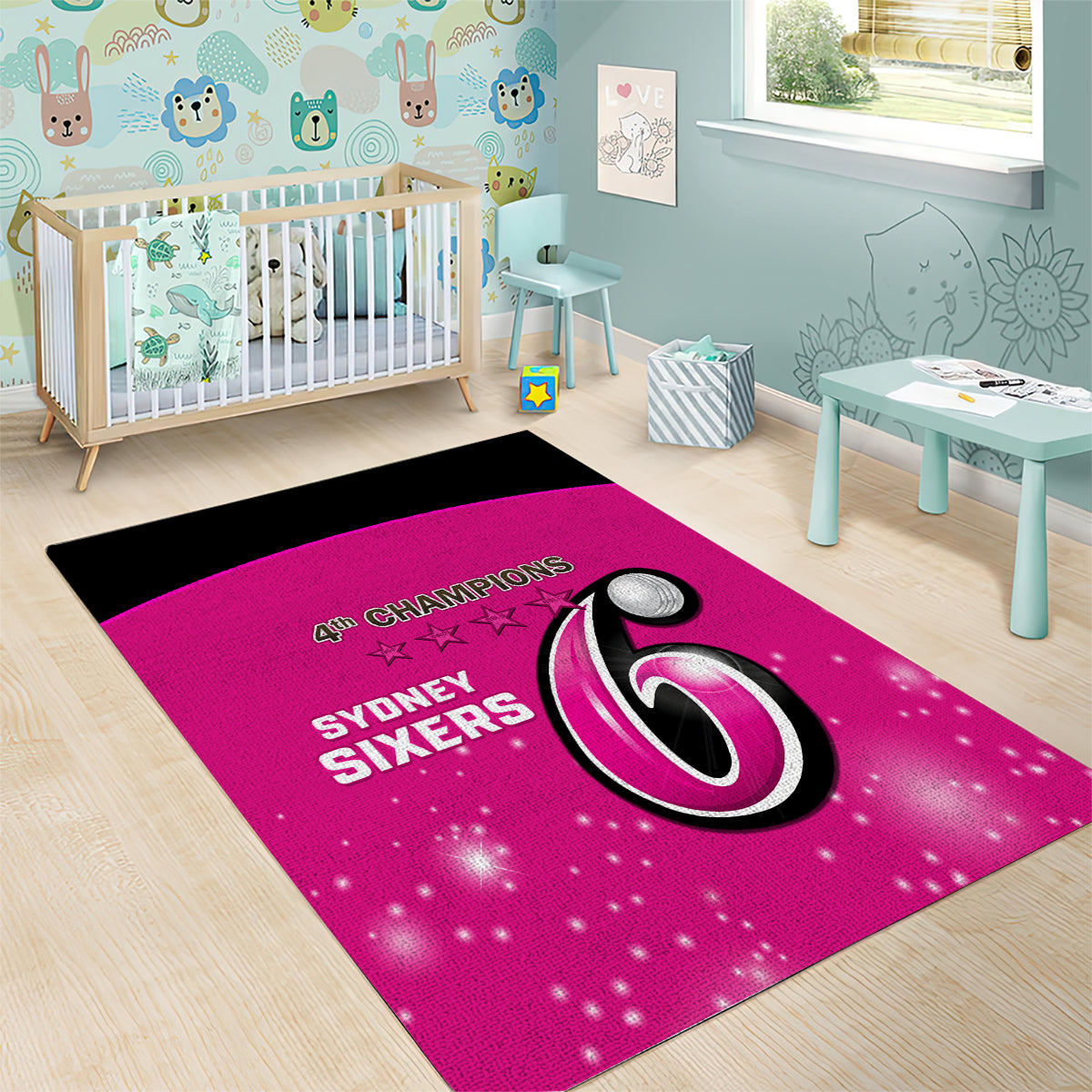 Personalised BBL Sydney Sixers Area Rug 4th Champions 2024 New History