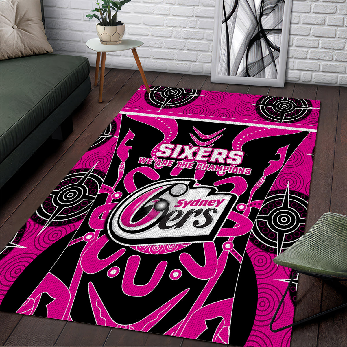 Custom Sydney Sixers Area Rug We Are The Champions Aboriginal Art