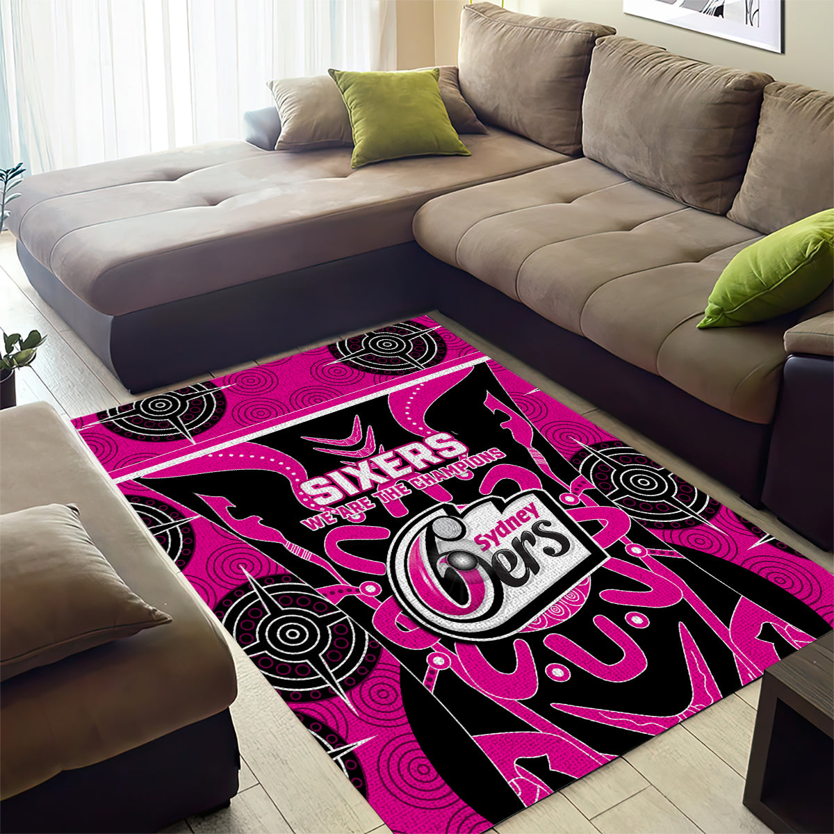 Custom Sydney Sixers Area Rug We Are The Champions Aboriginal Art