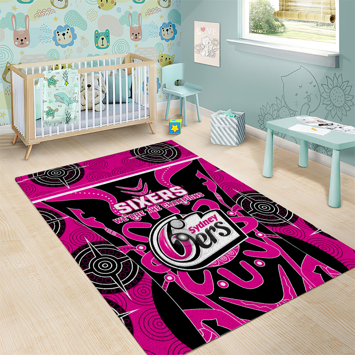 Custom Sydney Sixers Area Rug We Are The Champions Aboriginal Art