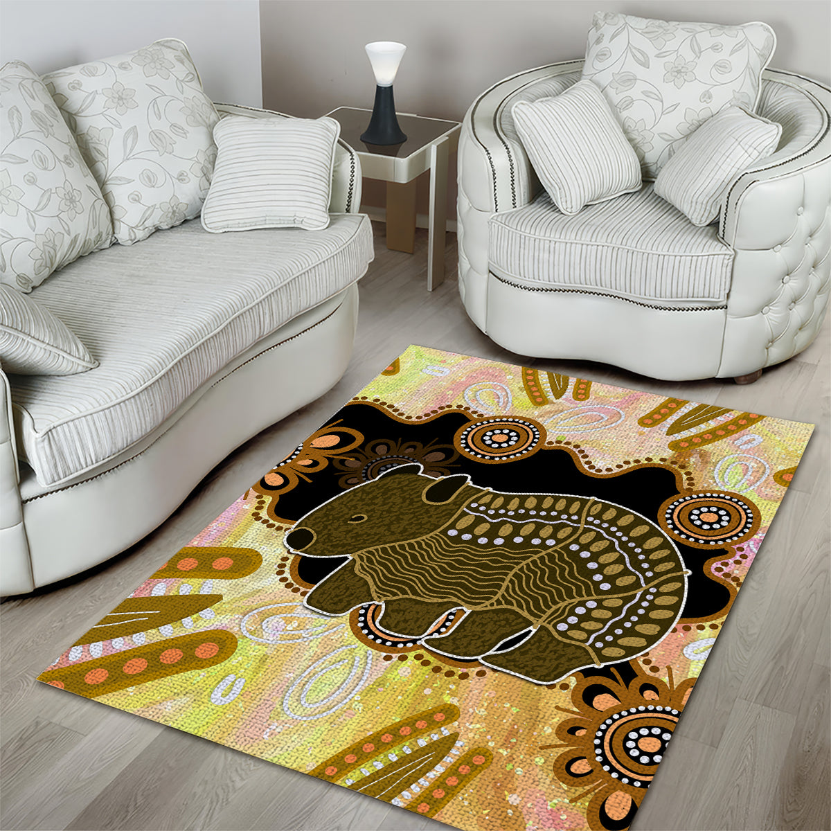 Australia Opal Wombat Area Rug Aussie Aboriginal Art