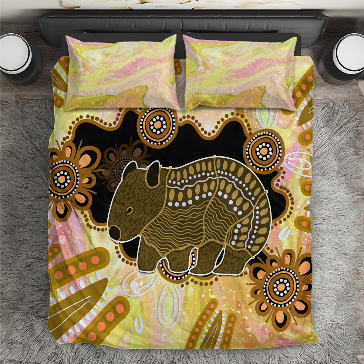 Australia Opal Wombat Bedding Set Aussie Aboriginal Art