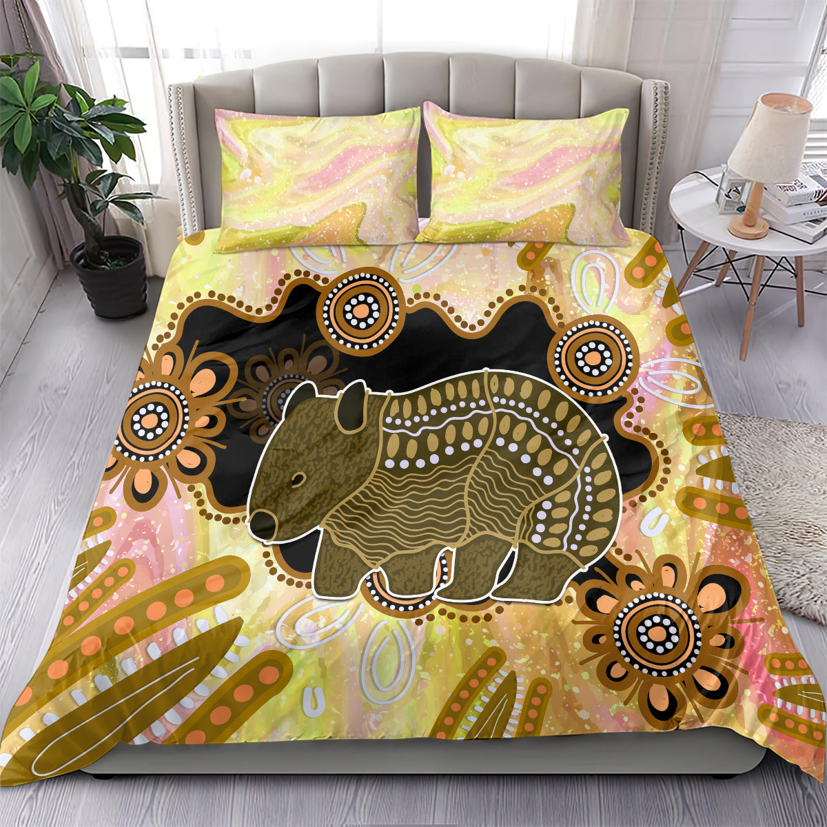 Australia Opal Wombat Bedding Set Aussie Aboriginal Art