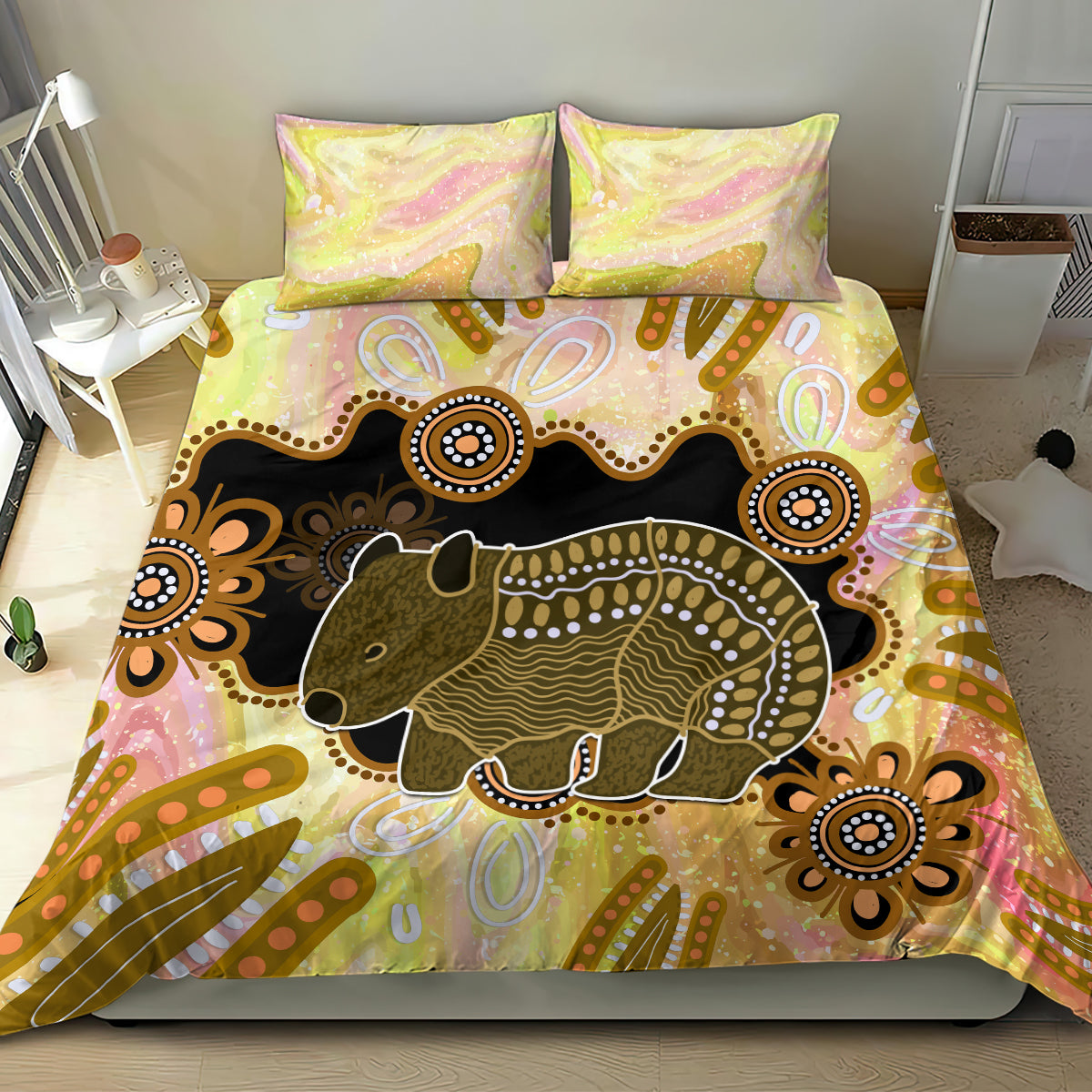 Australia Opal Wombat Bedding Set Aussie Aboriginal Art