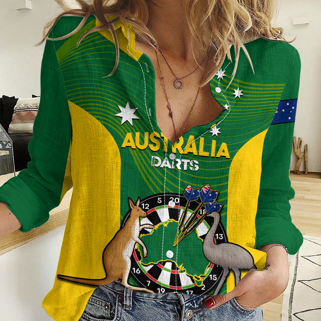 Australia Darts National Color Mix Kangaroo And Emu Women Casual Shirt LT14