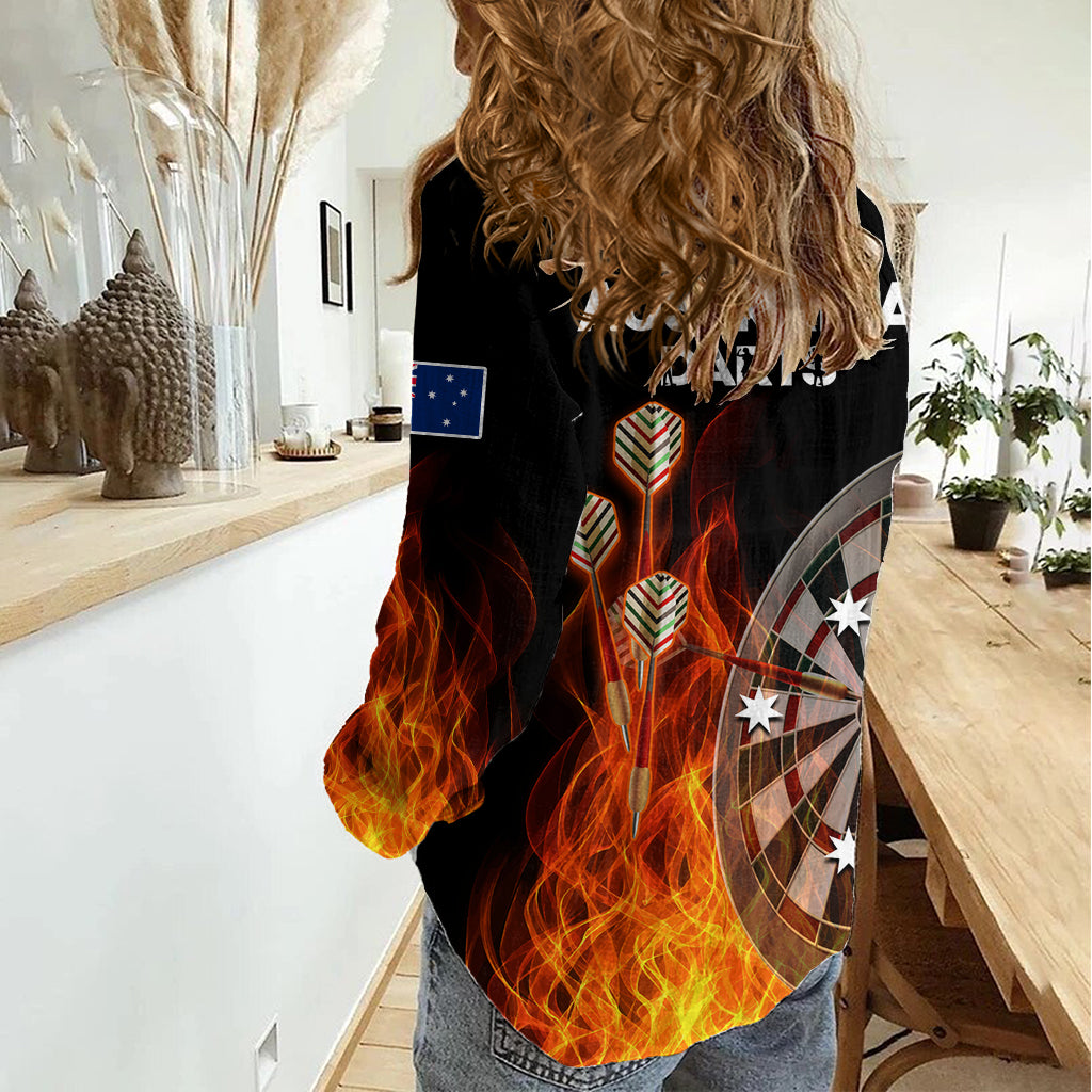 Australia Darts Fire Burning Black Style Women Casual Shirt LT14