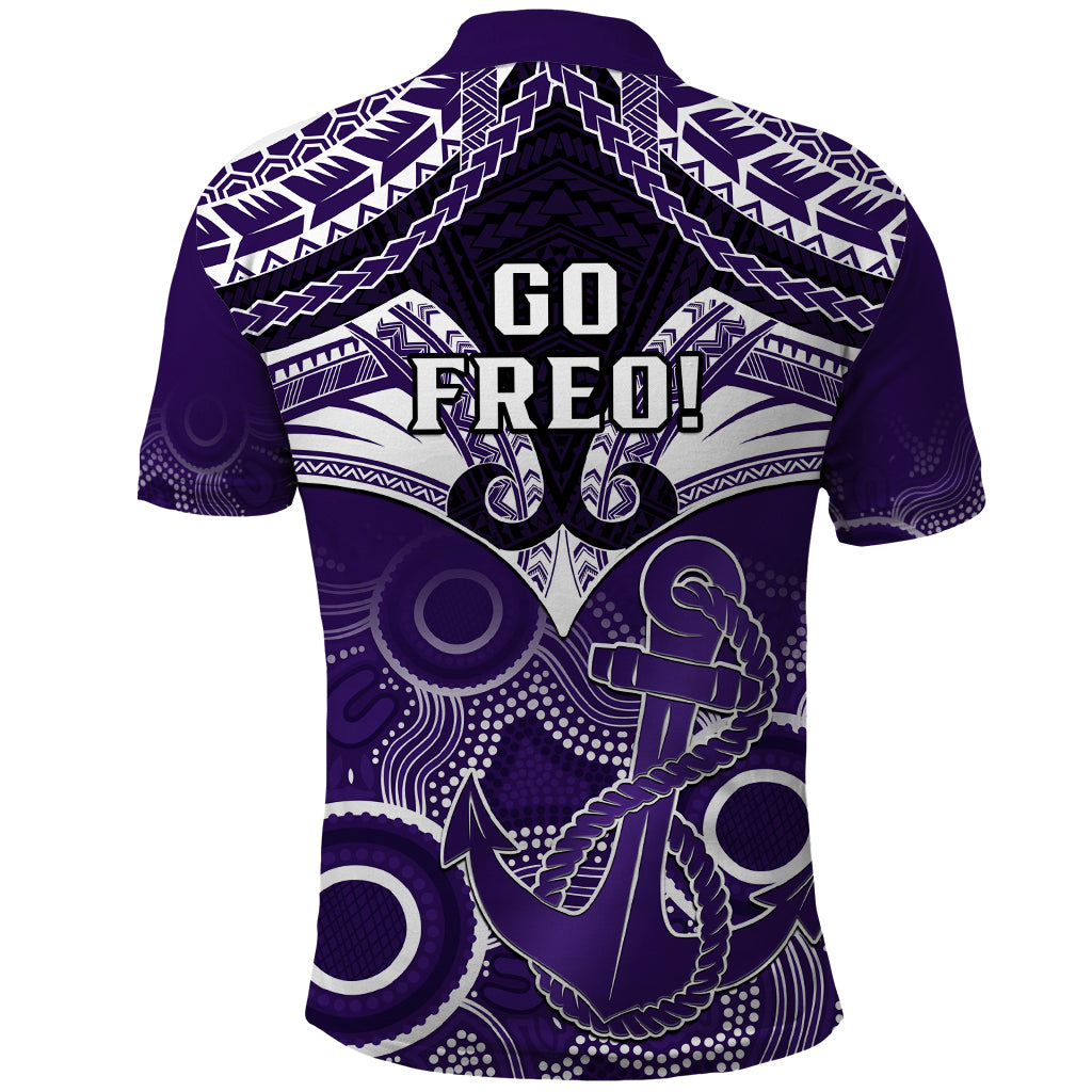 Dockers Football Polo Shirt Fremantle Aboriginal Mix Polynesian Pattern LT14