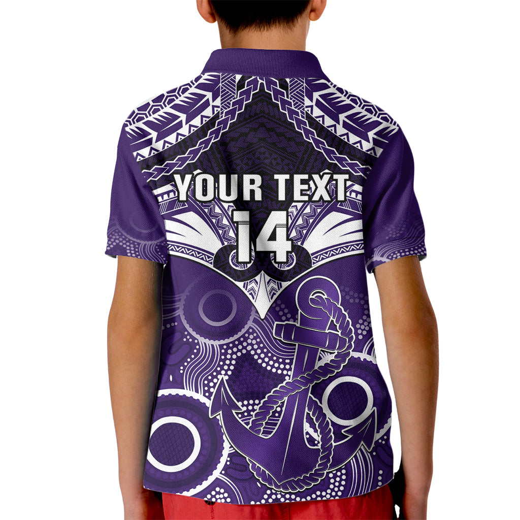 Personalised Dockers Football Kid Polo Shirt Fremantle Aboriginal Mix Polynesian Pattern LT14